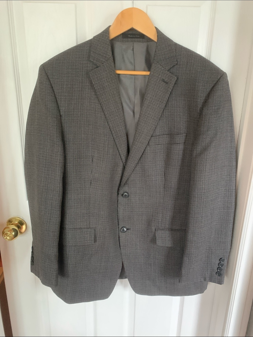 Calvin Klein Men's Gray Micro-Houndstooth Sport Coat Blazer